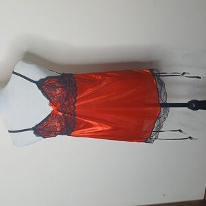Red And Black Lace Slip Lingerie Size Small